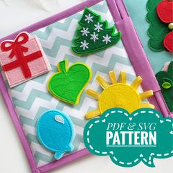 Quiet book page pattern, Basic Shapes PDF pattern, felt baby book pdf  pattern, geometric page pattern