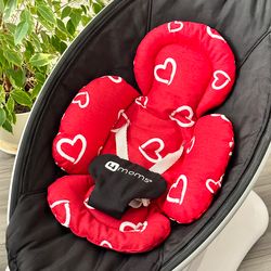 Red 4moms mamaRoo insert with heart pattern, newborn padded cushion for girls, rockaroo infant liner, babyshower gift