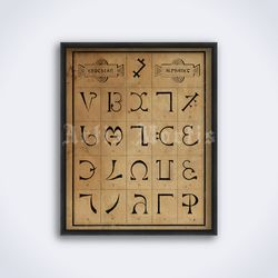 Enochian Alphabet by John Dee and Edward Kelley magick printable art print poster Digital Download