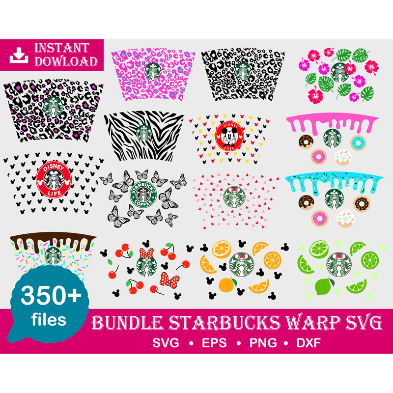 350 Starbucks Wrap SVG Bundle, Starbucks svg, eps, png, dxf.jpg