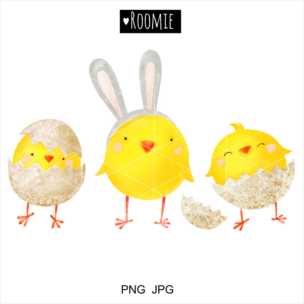 Watercolor Easter Chickens Clipart.jpg