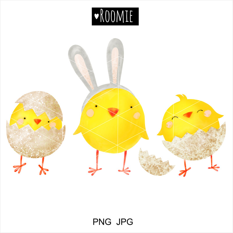 Watercolor Easter Chickens Clipart.jpg