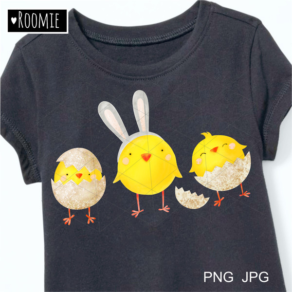 Watercolor Easter Chickens shirt design.jpg
