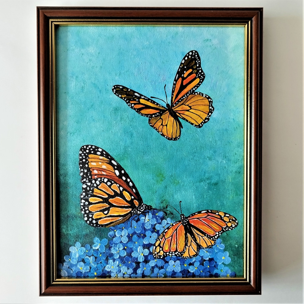 Insect-acrylic-painting-monarch-butterflies-artwork-in-frame.jpg