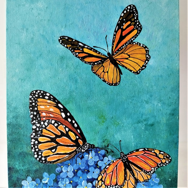Monarch-butterflies-on-a-hydrangea-flower-acrylic-painting-on-canvas-wall-decor.jpg