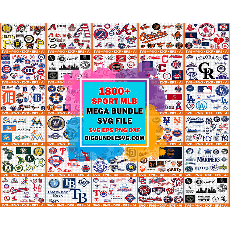MLB SVG Bundle 1800 MLB SVG, EPS, PNG, DXF for Cricut, Silhouette.jpg