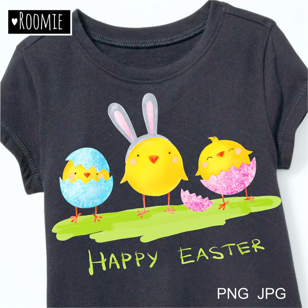 Watercolor Easter Chickens shirt design.jpg