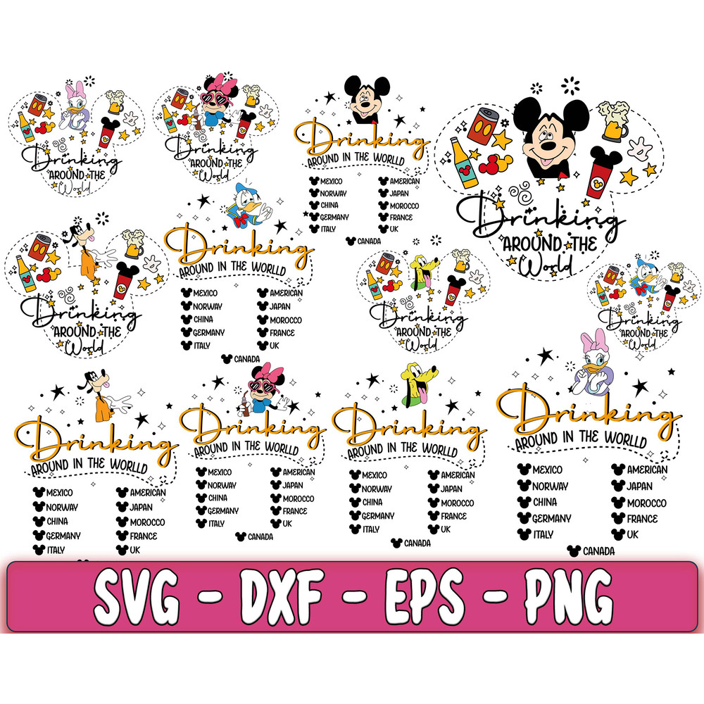 Drinking Around The World Bundle svg, Mickey Drinking svg, Mickey And Friends, Magical Kingdom svg walker .jpg
