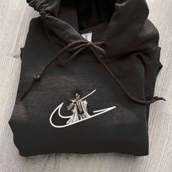 kenpachi nike embroidered crewneck, bleach embroidered sweatshirt, inspired embroidered manga anime hoodie