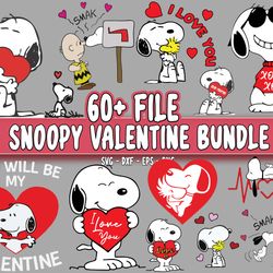 60 file snoopy valentines bundle svg , cricut , digital downdload