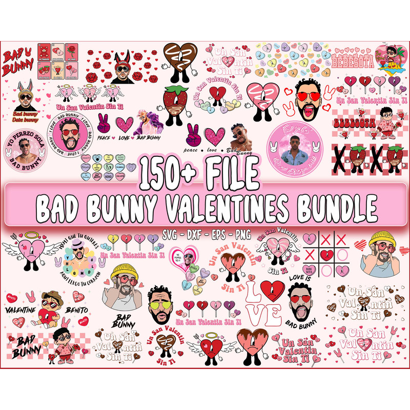 150+ file Bad Bunny valentine bundle SVG , Bad Bunny valentine.jpg