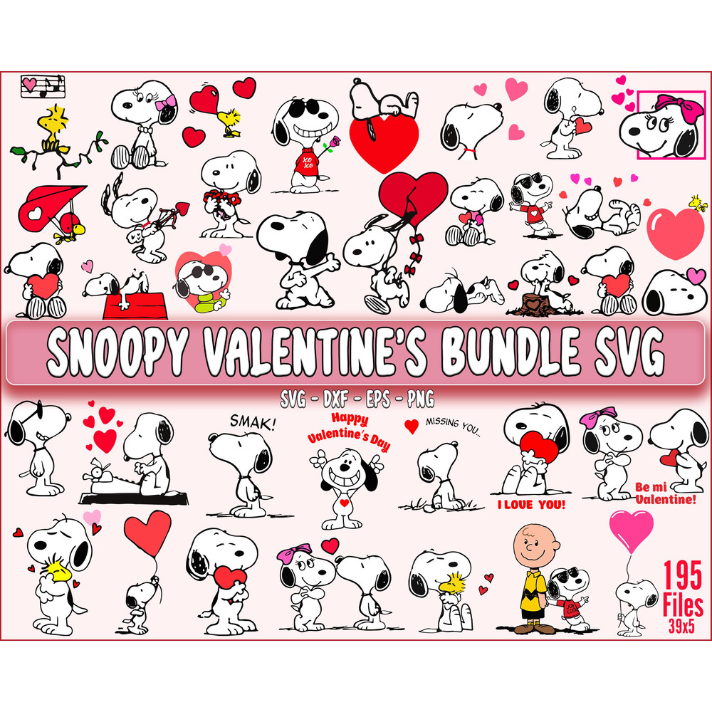 150+ file Snoopy Valentine's bundle SVG , Valentine's Day SVG DXF EPS PNG, Cutting Image.jpg