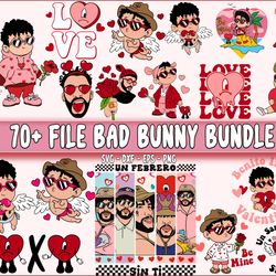 70 file bad bunny  valentines bundle svg , cricut , digital downdload