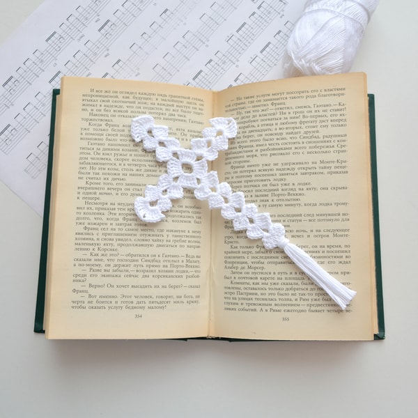 Crochet Bible bookmark pattern, Lace Cross bookmark crochet | Inspire ...