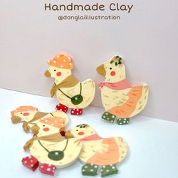 Handmade clay - Duck pins (fridge magnets)