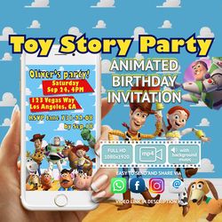 Toy Story Themed Video Invitation Personalized For you, Animated Invitation, Birthday Invitation, Kids Invitation