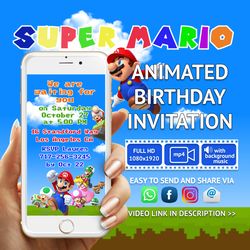 Super Mario Video Invitation Personalized For you, Animated Invitation, Birthday Invitation, Kids Invitation