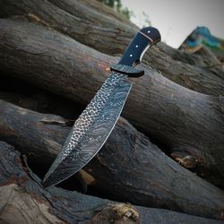 15 Inches Custom Handmade Damascus Steel Micarta Wood Jungle Survival Hunting Knife