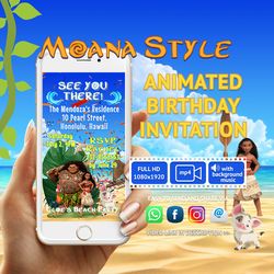 Moana Style Video Invitation Personalized For you, Animated Invitation, Birthday Invitation, Kids Invitation