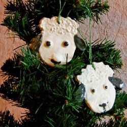 Ceramic Lamb Ornament. Cristmas tree pottery