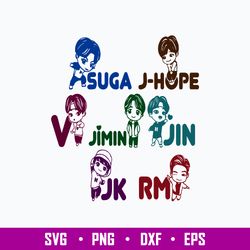 Adorable 7 Different TinyTan BTS Svg, Kpop Star Svg, Adorable TinyTan Svg, Png Dxf Eps File