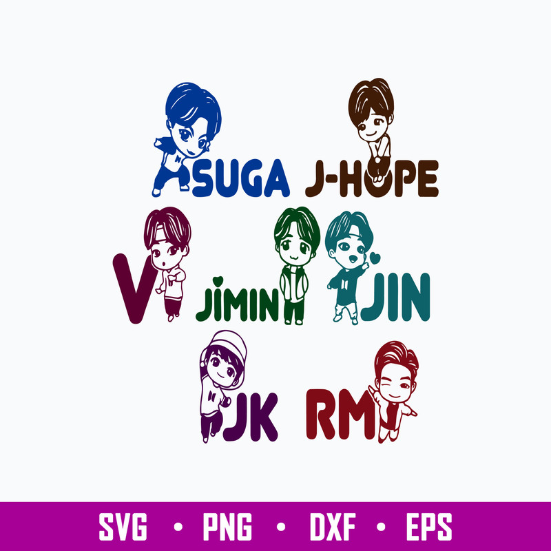 Adorable 7 Different TinyTan BTS Svg, Kpop Star Svg, Adorable TinyTan Svg, Png Dxf Eps File.jpg