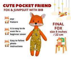 Patterns for sewing a Fox doll and a jumpsuit with a bib  / Easy to follow photo instructions