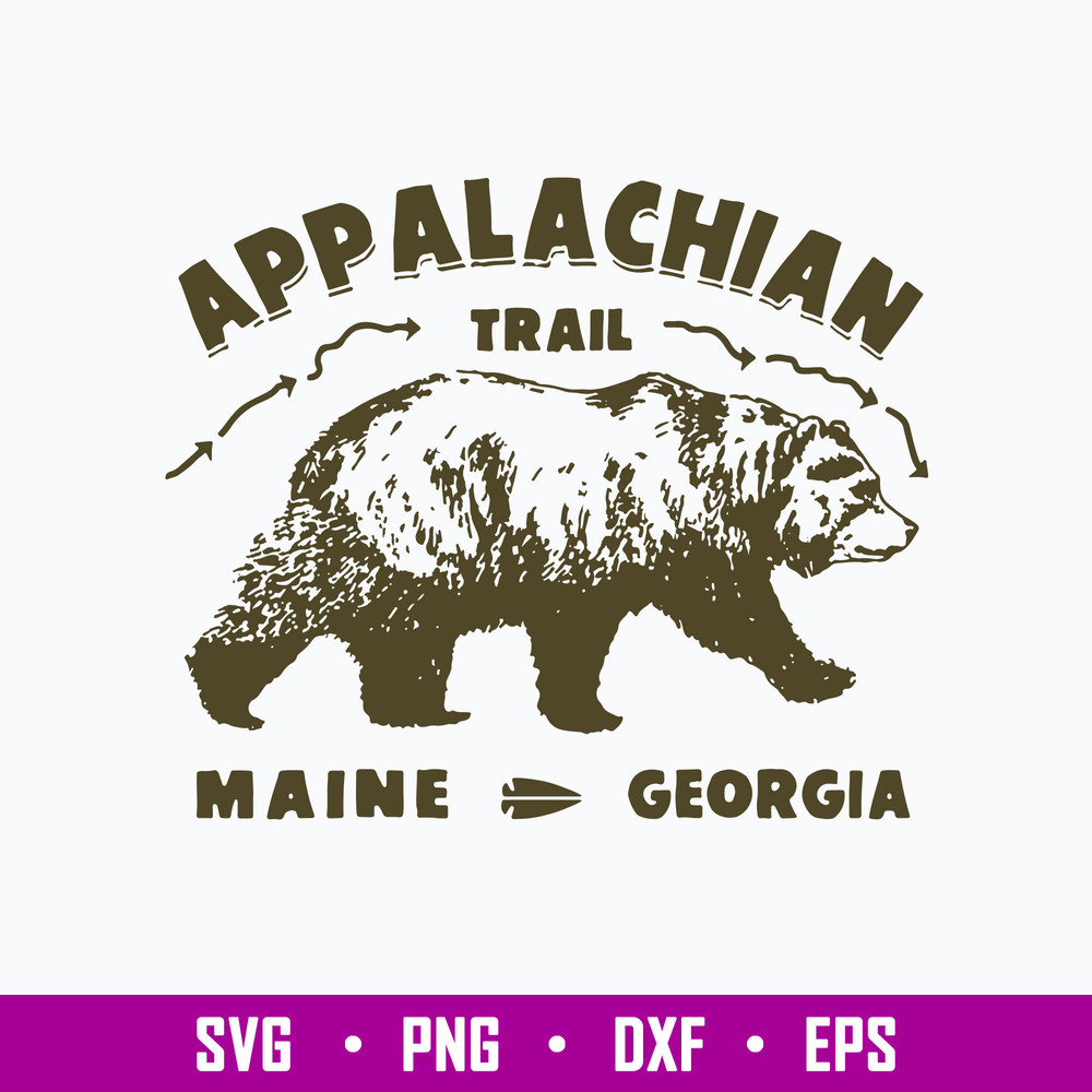 Appalachian Trail Maine Georgia Svg , Bear Svg, Png Dxf Eps Digital File.jpg
