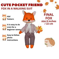 Patterns for sewing a Fox doll and two-piece suit (trousers and jacket) / Easy to follow photo instructions