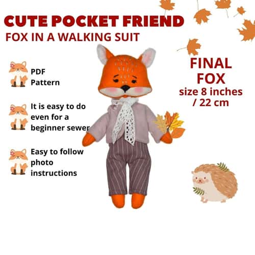 Patterns for sewing a Fox doll and two-piece suit (trousers and jacket) / Easy to follow photo instructions
