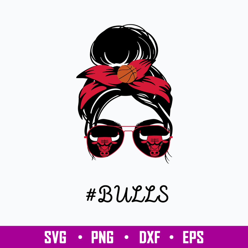 Bulls Messy Bun Svg, Bulls NBA Teams Svg, Chicago Bulls Svg, Png Dxf Eps File.jpg