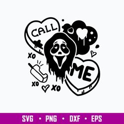 call me svg, candy hearts funny svg, scream svg, horror valentines day svg, png dxf eps file