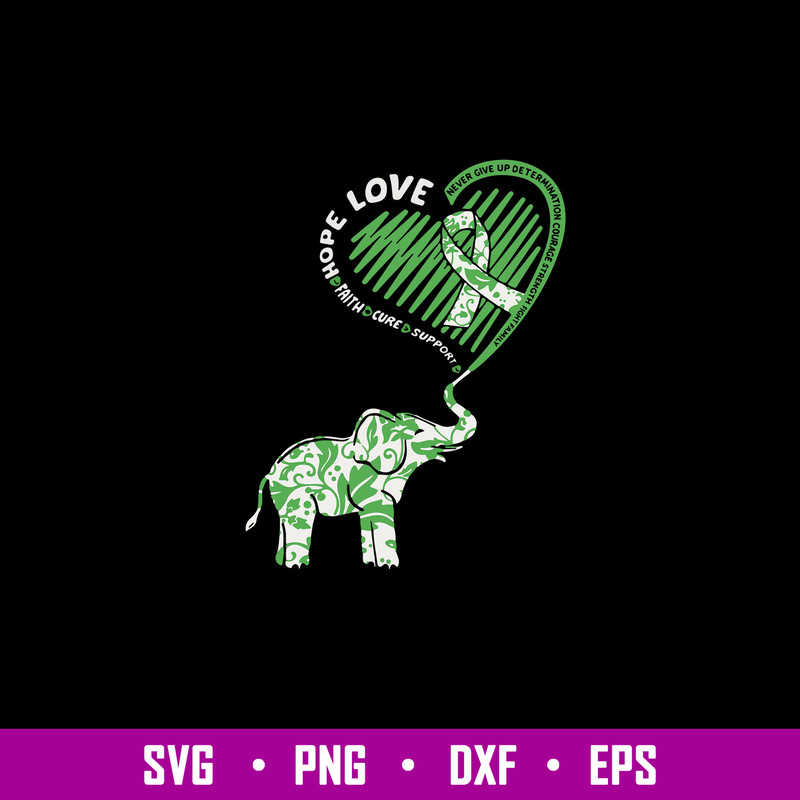 Cute Elephant With Heart Kidney Disease Awareness Svg, Elephant Svg, Png Dxf Eps File.jpg