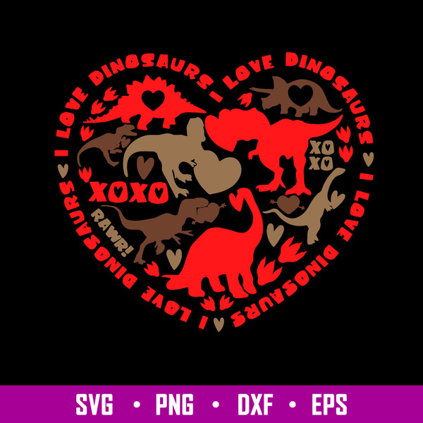 Dinosaur Heart Svg, Dinosaur Svg, Png Dxf Eps File.jpg