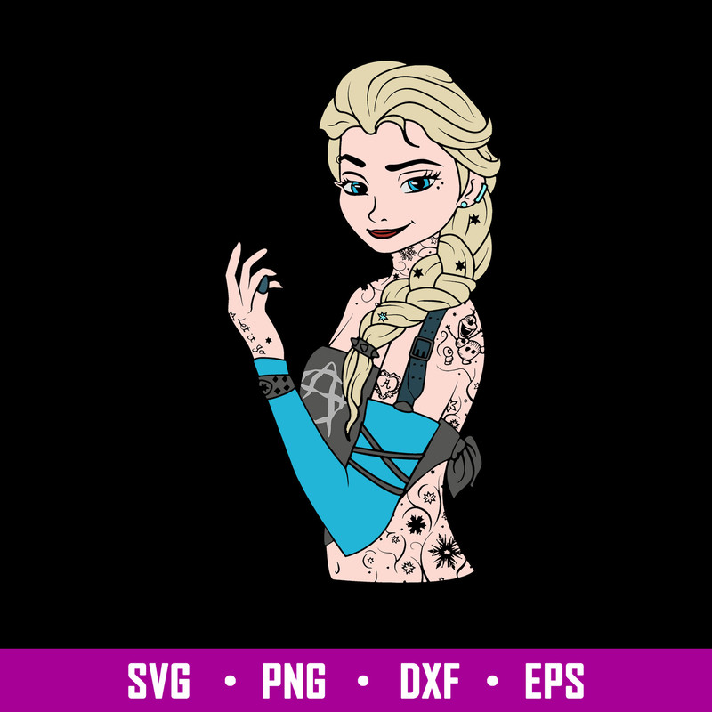 Elsa Tattoo Svg, Pincess Elsa Svg, Disney Svg, Png Dxf Eps File.jpg
