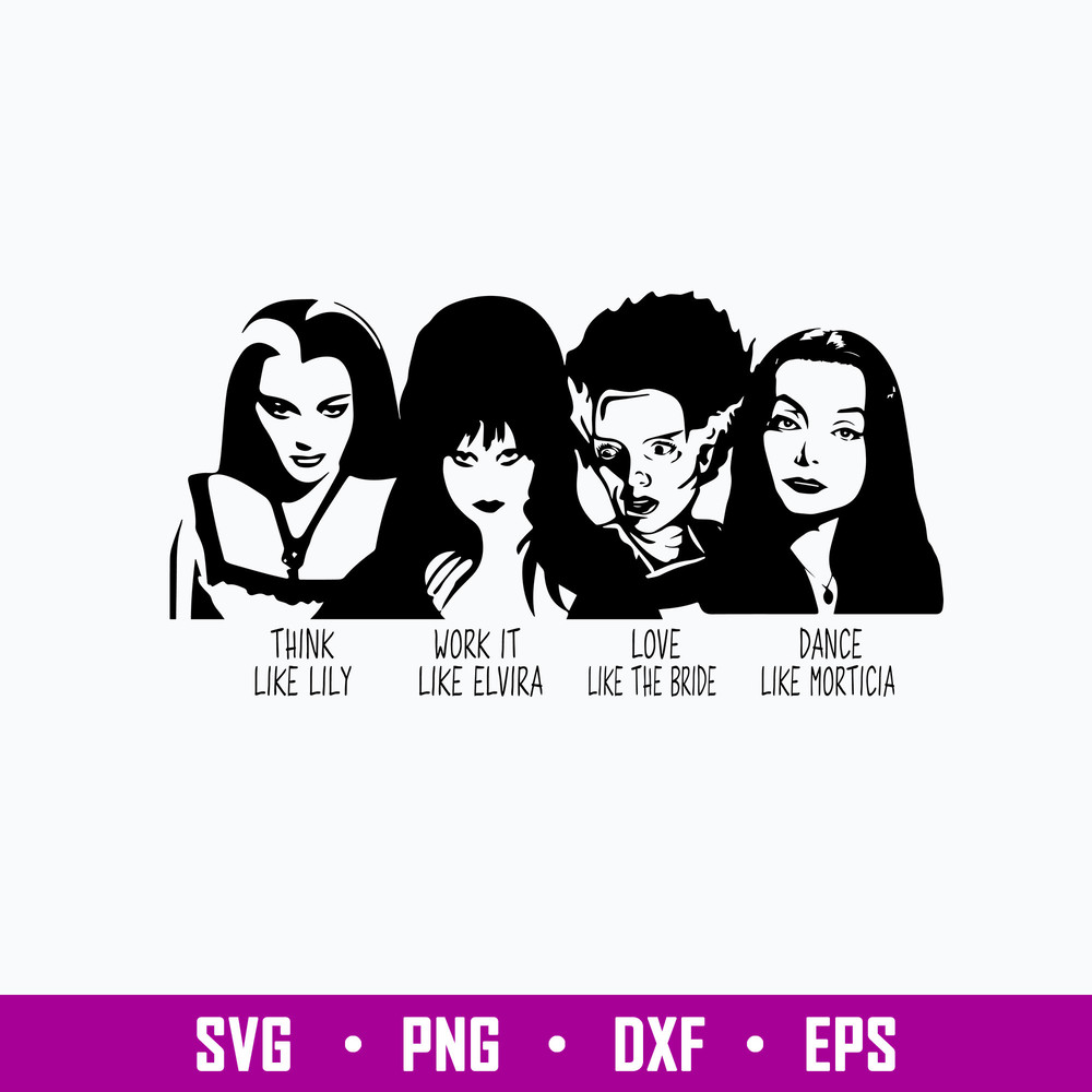 Elvira Lily Munster Morticia Bride of Frankenstein Svg, Ghoul Gang Horror Girls Svg, Morticia Addams Svg, Png Dxf Eps File.jpg