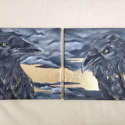 painting raven original painting on canvas acrylic interior painting