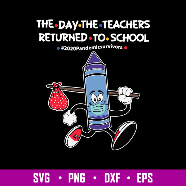The Day The Teachers Returned To School Svg, Blue Crayon Mask Svg, Png Dxf Eps File.jpg