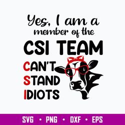Yes I Am  A Member Of The CSI Team Can_t Stand Idiots Svg, Png Dxf Eps File