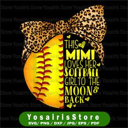 this mimi loves her softball girl png, mother's day leopard png, softball mimi png, leopard softball mimi design, sports