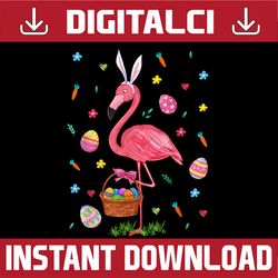 easter bunny flamingo bringing eggs basket happy easter easter day png, happy easter day sublimation design