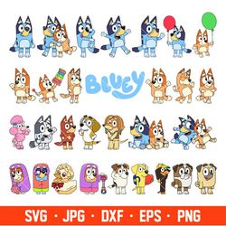 bluey svg bundle, bluey cut files for cricut, bluey the dog clipart, bluey png, bluey layered svg, bluey - download file