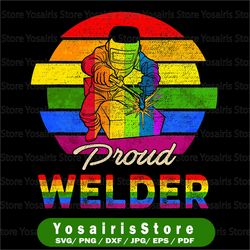 Retro Proud Welder Rainbow Flag Png, Proud LGBT Lover Png sublimation file