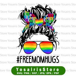 messy bun lgbtq ally, free mom mom hugs, pride month, gift shirt digital png
