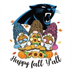 Happy Fall Y'all Gnome Carolina Panthers NFL Svg, Football Svg, Cricut File, Svg