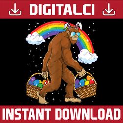 easter bigfoot , egg hunting sasquatch bunny ears easter day png, happy easter day sublimation design
