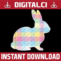 pastel plaid easter bunny rabbit easter day png, happy easter day sublimation design
