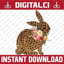 happy easter cute leopard bunny rabbit easter day png, happy easter day sublimation design
