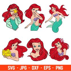 ariel svg, mermaid svg, princess svg, layered svg, cricut, cartoon clip art, svg shirts, cartoon bundle - download file