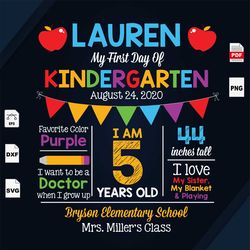 My First Day Of Kindergarten, I Am 5 Year Old, Kindergarten Svg, Back To School, Preschool Gift, Kindergarten Shirt, Kin